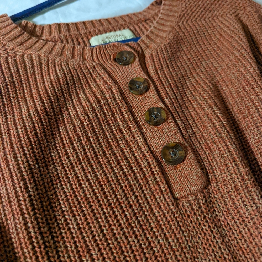 Natural Reflections Button Orange Knitted Sweater XL